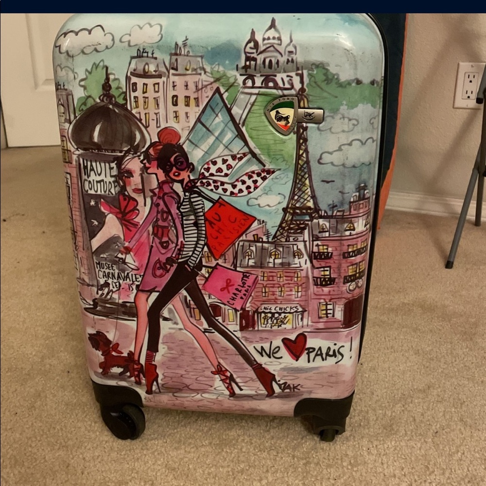 Paris themed carry on suit case
